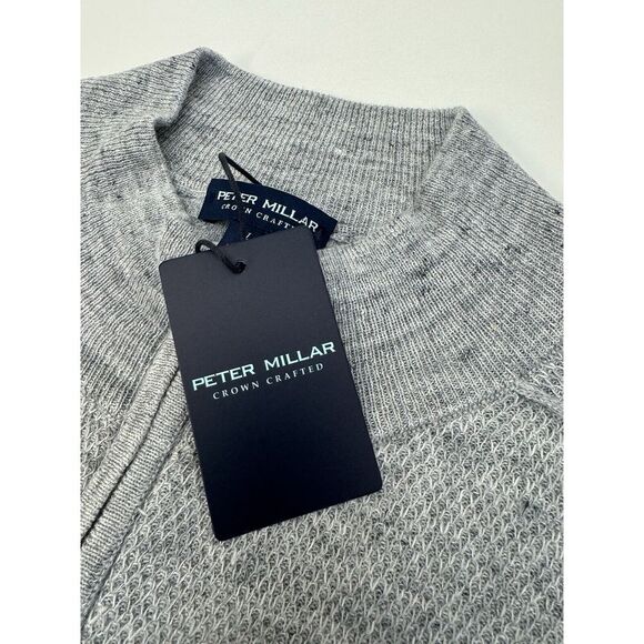 NWT Peter Millar Rockport Quarter Zip Linen Merino Wool Sweater Gray XXL $395 - Picture 7 of 12